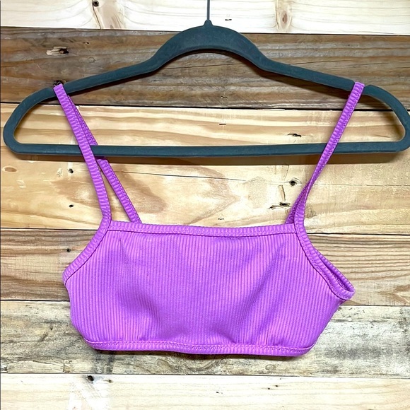 J. Crew size Small Vibrant Purple Ribbed Bikini Top with Hook Closure - Picture 1 of 8